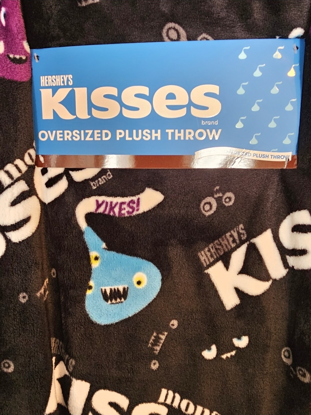Hershey's Kisses Oversized Plush Throw - Black with Blue Monster Design